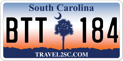 SC license plate BTT184