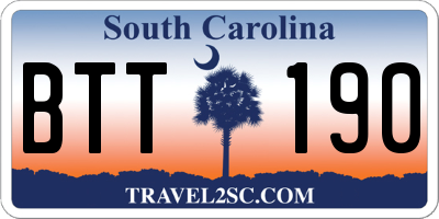 SC license plate BTT190