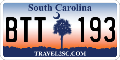SC license plate BTT193