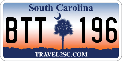 SC license plate BTT196