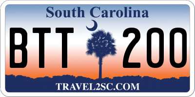 SC license plate BTT200