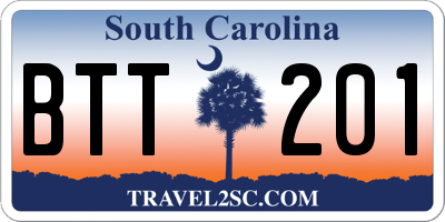 SC license plate BTT201
