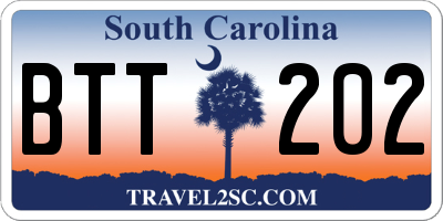 SC license plate BTT202