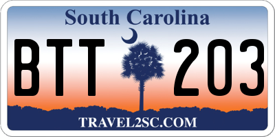 SC license plate BTT203