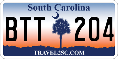 SC license plate BTT204