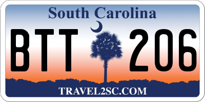 SC license plate BTT206