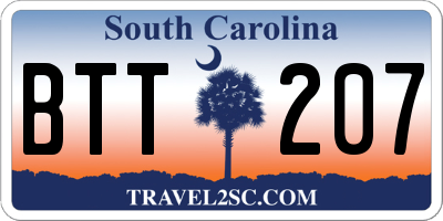 SC license plate BTT207
