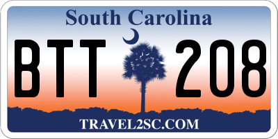 SC license plate BTT208