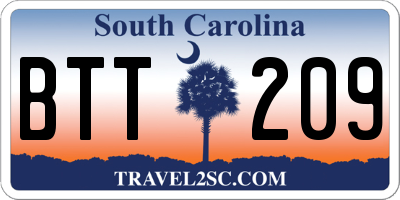 SC license plate BTT209