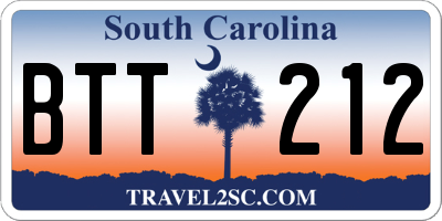 SC license plate BTT212
