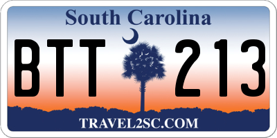 SC license plate BTT213