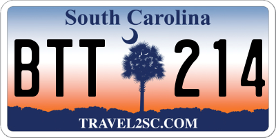 SC license plate BTT214