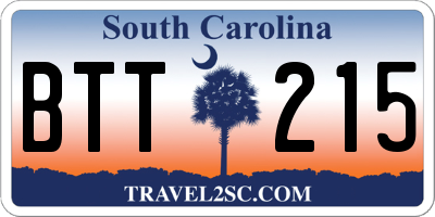 SC license plate BTT215