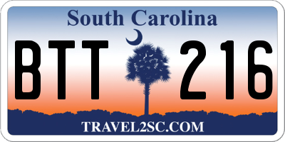 SC license plate BTT216