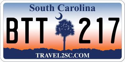 SC license plate BTT217