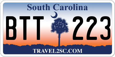 SC license plate BTT223