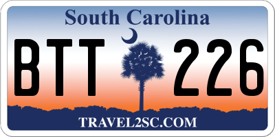 SC license plate BTT226