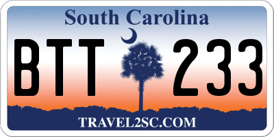 SC license plate BTT233