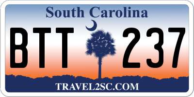 SC license plate BTT237