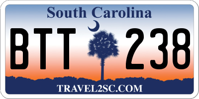 SC license plate BTT238