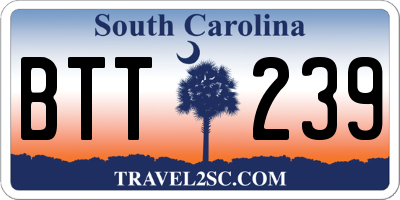 SC license plate BTT239