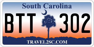 SC license plate BTT302