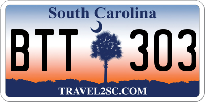 SC license plate BTT303