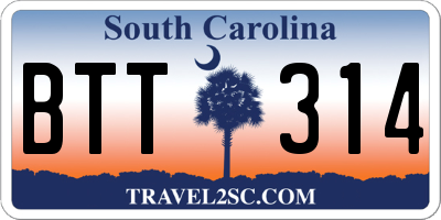 SC license plate BTT314