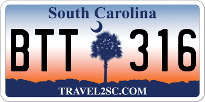 SC license plate BTT316