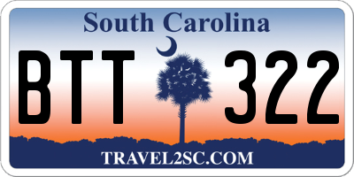 SC license plate BTT322