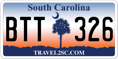 SC license plate BTT326