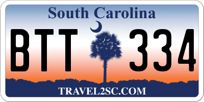 SC license plate BTT334