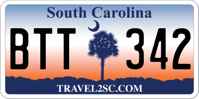 SC license plate BTT342