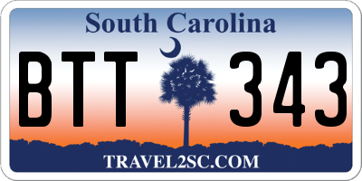 SC license plate BTT343