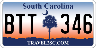 SC license plate BTT346