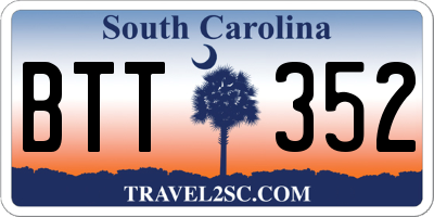 SC license plate BTT352