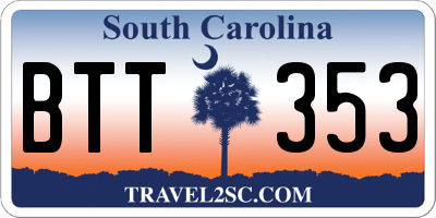 SC license plate BTT353