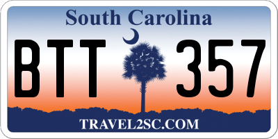 SC license plate BTT357