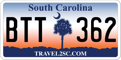 SC license plate BTT362