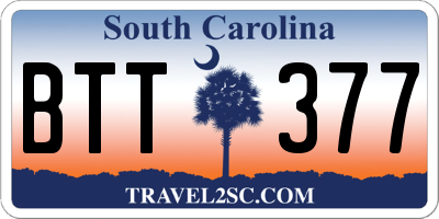 SC license plate BTT377