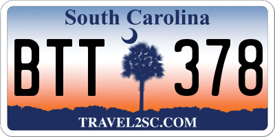 SC license plate BTT378