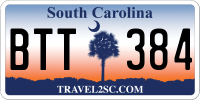 SC license plate BTT384