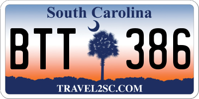 SC license plate BTT386