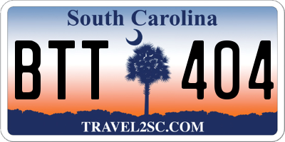 SC license plate BTT404