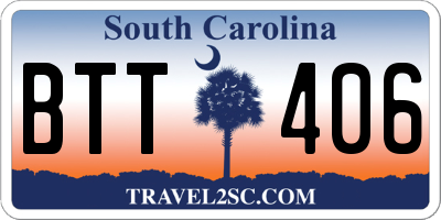 SC license plate BTT406