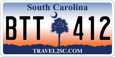 SC license plate BTT412
