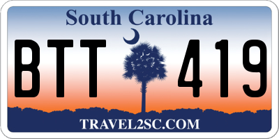 SC license plate BTT419
