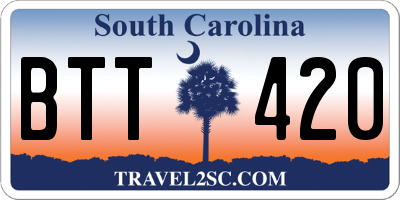 SC license plate BTT420