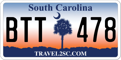 SC license plate BTT478
