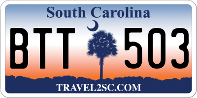 SC license plate BTT503